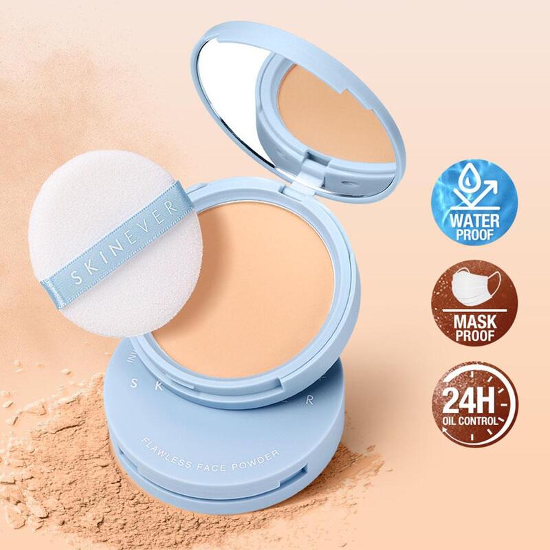 Face Setting Powder Cushion Compact Powder Oil-Control 3 Colors Matte Smooth Finish Concealer Makeup Pressed Powder