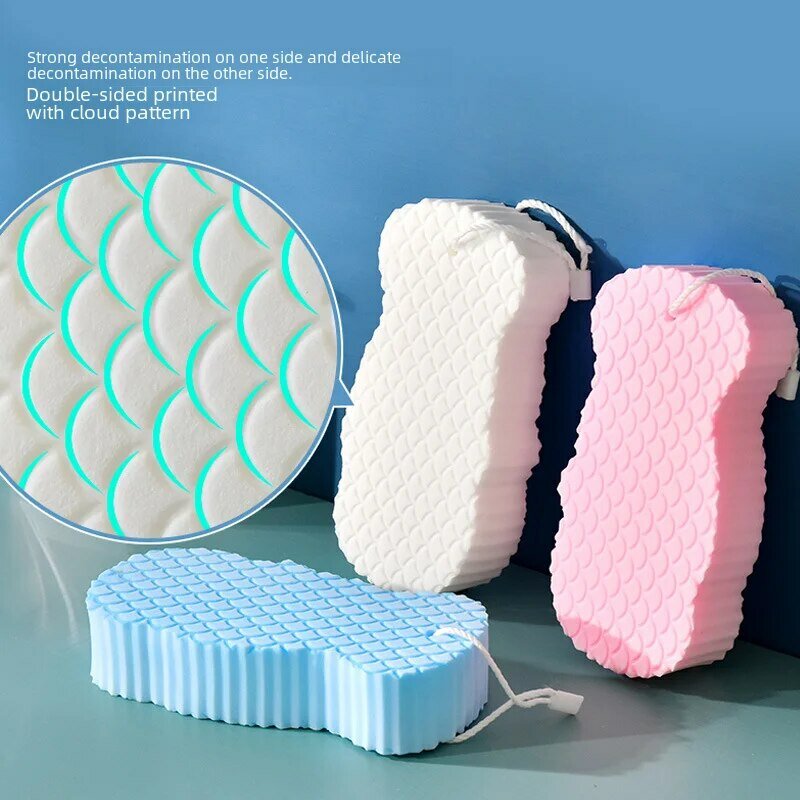 3D Sponge Bath Brush Baby Bath Scrubber Fish Scale Sponge Bathing Tool Children's Grey Cotton