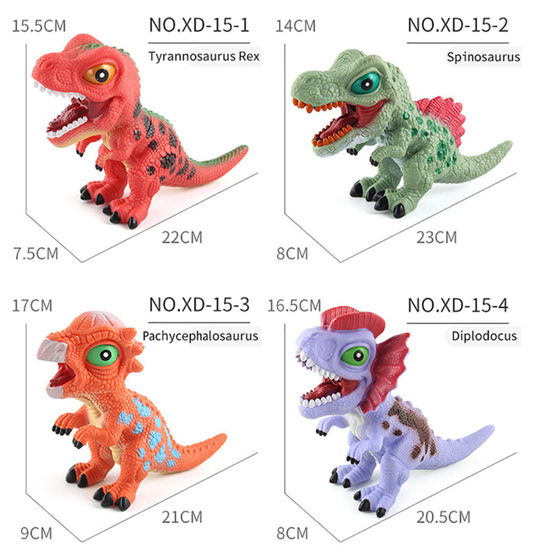 부드러운 고무 스퀴즈 사운드 공룡 스퀴즈, 조기 교육 공룡 모델 장난감, 티라노사우루스 만화