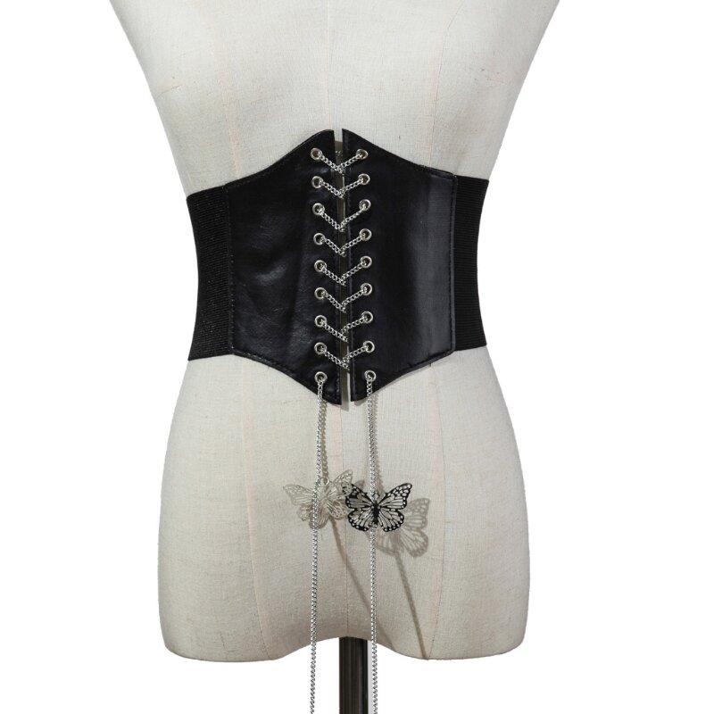 Cintura elastica in a corsetto da donna, ampia cintura elastica in per abiti Bustier Cintura in con catena a