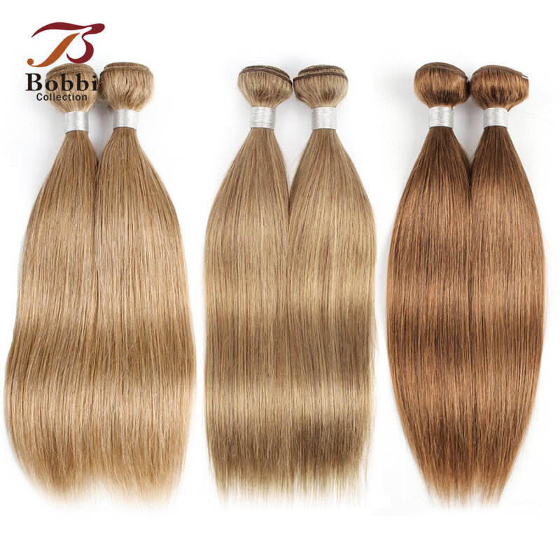 Коллекция Bobbi, пряди, индийские прямые волосы, волнистые, цвет 8, пепельный, светлый, имбирный, коричневый, Remy, человеческие волосы для наращивания