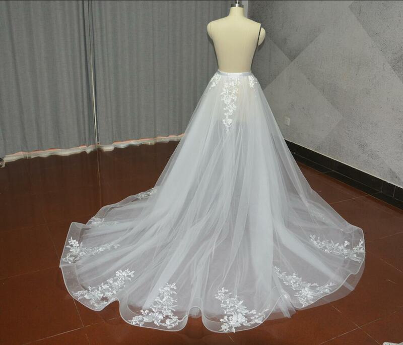 Falda desmontable para boda, sobrefalda de tul, enagua de encaje desmontable, decoración de tren de boda, personalizada
