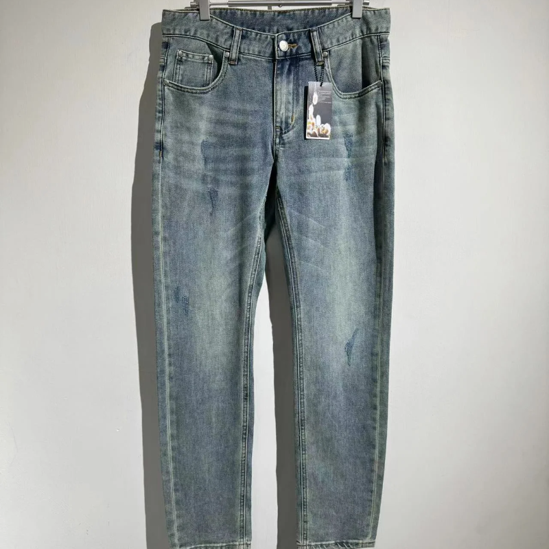 Vintage dos homens lavados Jeans, calças bordadas, Y2K Streetwear, moletom, Traf Vestuário, High Street H, qualidade superior, 2024ss