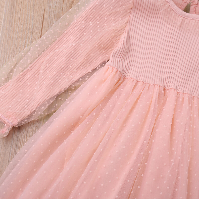 Платье для девочек, с бантом, с длинным рукавом, весна-осень, детская одежда для принцессы