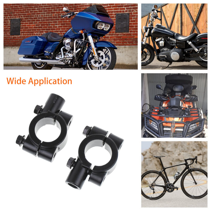 Soporte para espejo retrovisor de motocicleta, abrazadera de montaje para manillar de motocicleta, color negro y plateado, 2 piezas, 22mm, 10mm, 8mm, 10mm, 25mm, para Harley