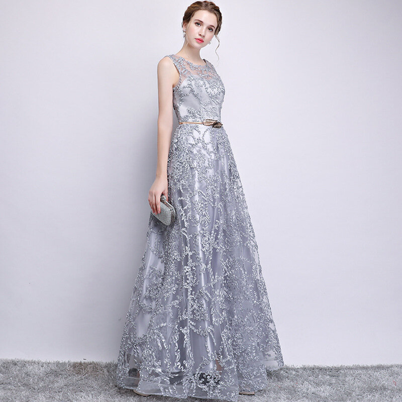 Банкетное вечернее платье, новое благородное приталенное платье, длинное высококачественное платье