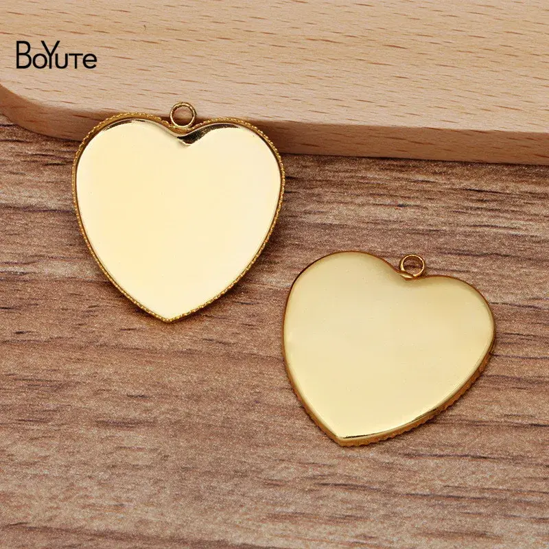 BoYuTe (50 Pieces/Lot) Fit 25MM Heart Cabochon Blank Pendant Tray Base Diy Handmade Jewelry Accessories
