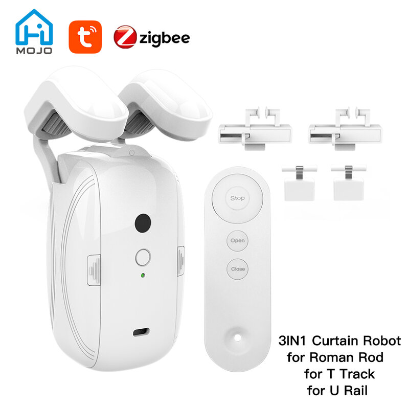 Zigbee Tuya U I Track Roman Rod Cerdas Motor tirai otomatis listrik aplikasi Robot tirai kontrol suara Alexa Google Home Alice