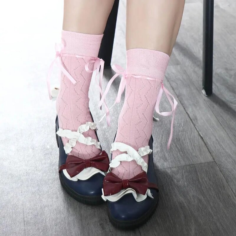 ถุงเท้ายาวผ้าคอตตอน JK ไร้รอยต่อญี่ปุ่นน่ารักเรียบง่ายใส่สบายถุงน่องแบบพันตัวสำหรับผู้หญิง