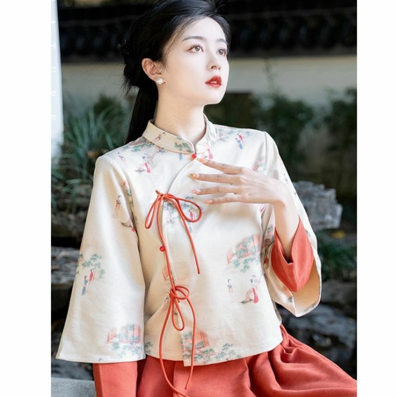 Setelan Tang Cina kuno mewah Hanfu untuk wanita pakaian sehari-hari Qipao