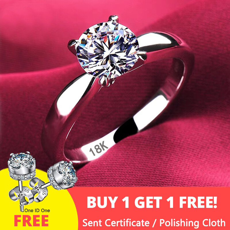 ไม่เคย Fade Luxury Original แหวนแหวนหมั้นของขวัญข้อเสนอเครื่องประดับเจ้าสาวงานแต่งงานภูมิแพ้ฟรี (ส่งต่างหู)