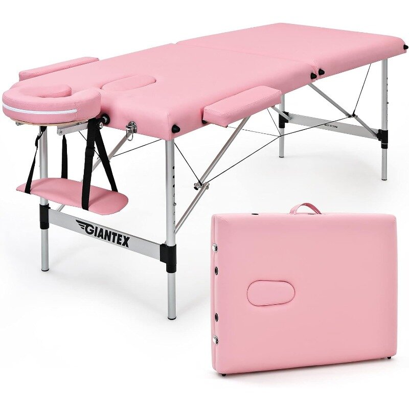 Portable Massage Table 84inch, Folding Lash Bed Aluminium Frame, Height Adjustable, 2 Fold Professional Facial Salon Tattoo
