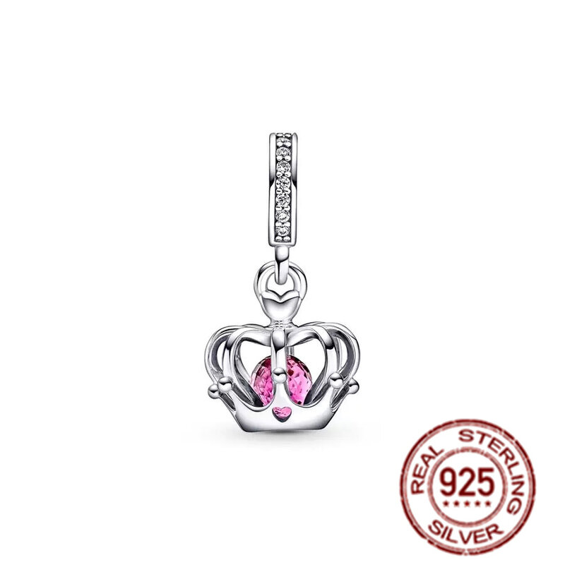 Abalorio de plata de ley 925 para pulsera Pandora, accesorio Original, corona, Reina, campana pequeña, joyería artesanal, chapado en oro rosa, gran oferta