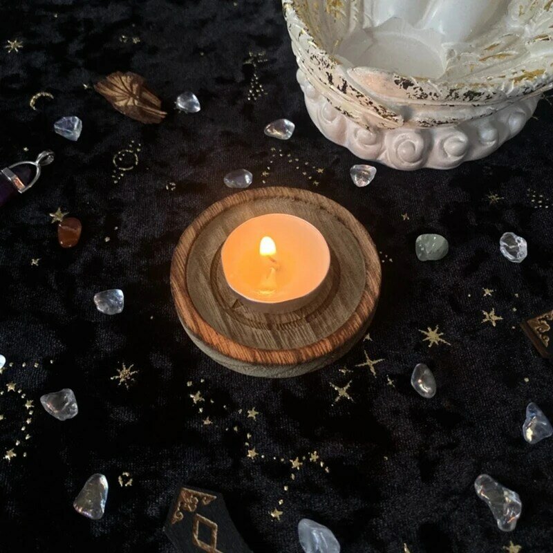 Astrology Pentagrams Candlestick Table Pentacles Altars Plate Candle Holders Wood Divination Ceremony Candlestick Boards
