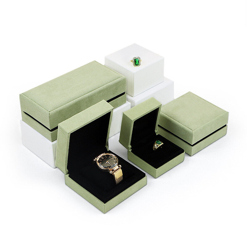 Caja de embalaje de joyería, caja de anillo de terciopelo, caja de collar, contenedor de almacenamiento de joyería de pulsera, venta al por mayor