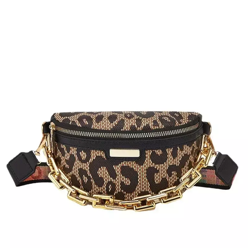 TOUB09  Women's Bag 2023 New Leisure Simple Leopard Ring Print Cross Body Waistpack Fashion Trend Chain One