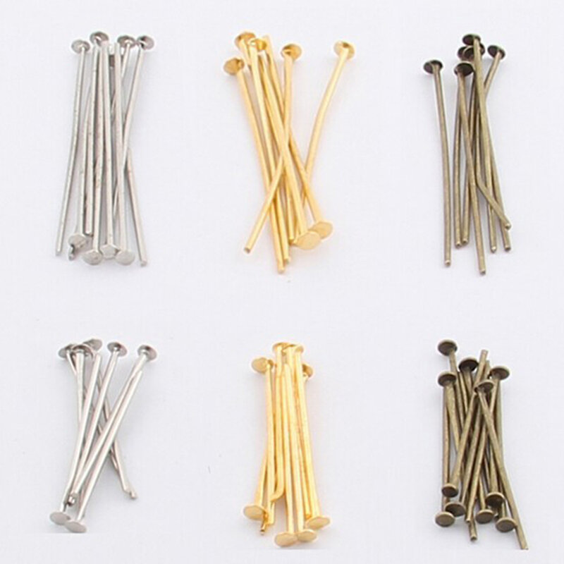 100pcs/lot 22mm 30mm 40mm 50mm Making Jewelry Findings DIY Finding rhodium/antique bronze/Silver/Gold Plated Head Pins Needles