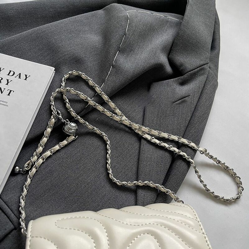 Bolso cruzado con cadena decorativa para mujer, Mini bolso de hombro de Color sólido, bolso de noche de cuero PU