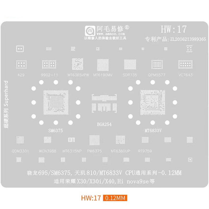 Huawei Honor x30 x30i x40 nova 9 se sm6375 mt6833v cpuステンシルのbgaステンシルのステンシル