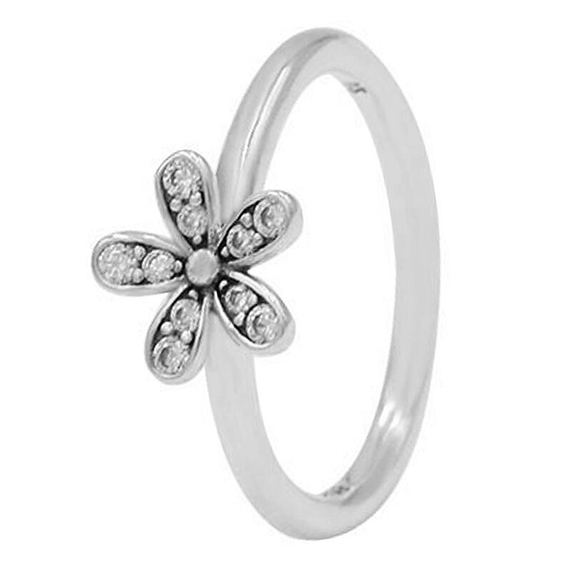 Authentic 925 Sterling Silver Ring Pave Allure Elevated Love Heart Glamour Wish Daisy Flower Ring For Women Gift DIY Jewelry
