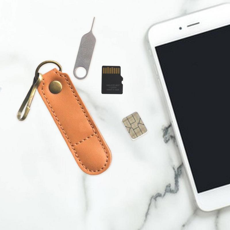 SIM Card กระเป๋าหนัง PU กำจัดซิมการ์ด Ejector Pin กระเป๋า O-แหวนแบบพกพากล่องใส่บัตร Eject Pin Storage สำหรับ Home