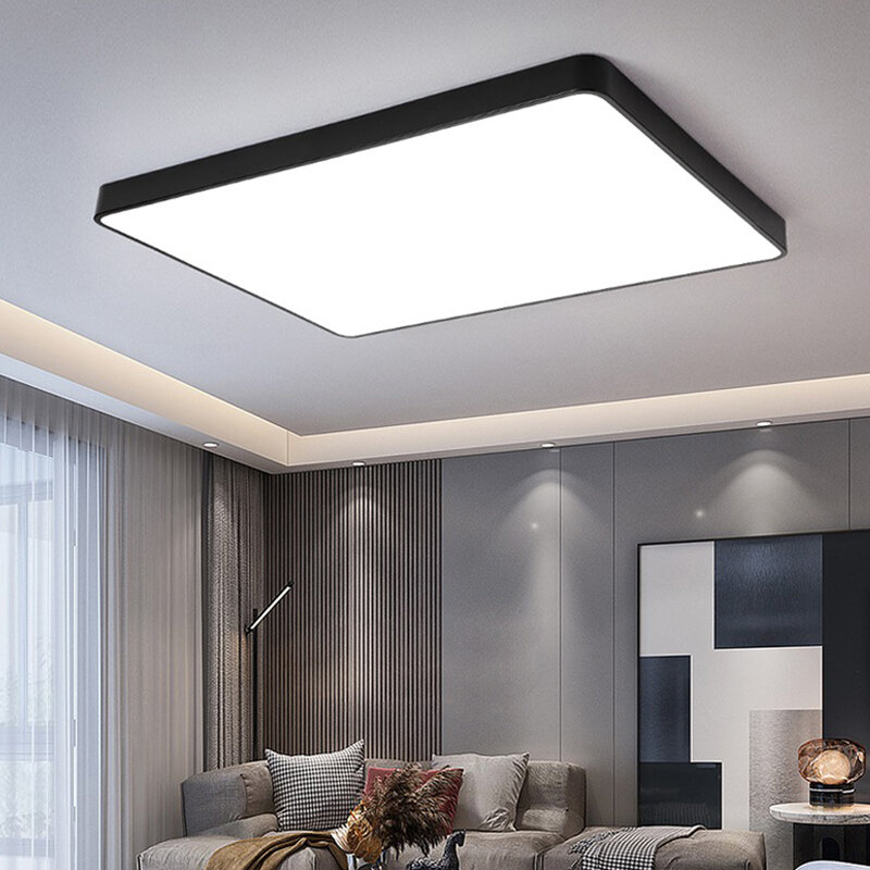 Moderne LED-Decken leuchte minimalist ische quadratische schwarz weiß Dekor Lampe für Schlafzimmer Wohnzimmer Halle Esszimmer Gang Innen beleuchtung