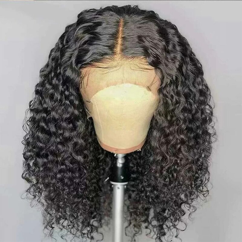 12A brazylijska perwersyjna peruka z kręconymi bobami z ludzkich włosów peruki typu Lace front 180% noszenia i bezklejowych peruki z wodą koronkowa fala