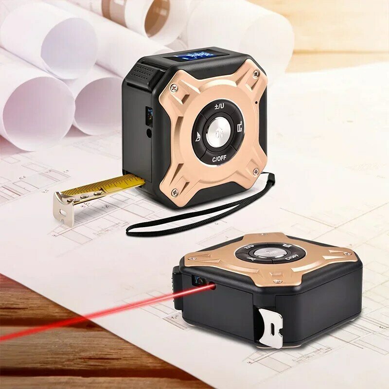 40 Laser Tape Measure Distance Meter Stainless Digital 5m Retractable Roll Cord Rangefinder 3 In 1 Laser Measuring Tool