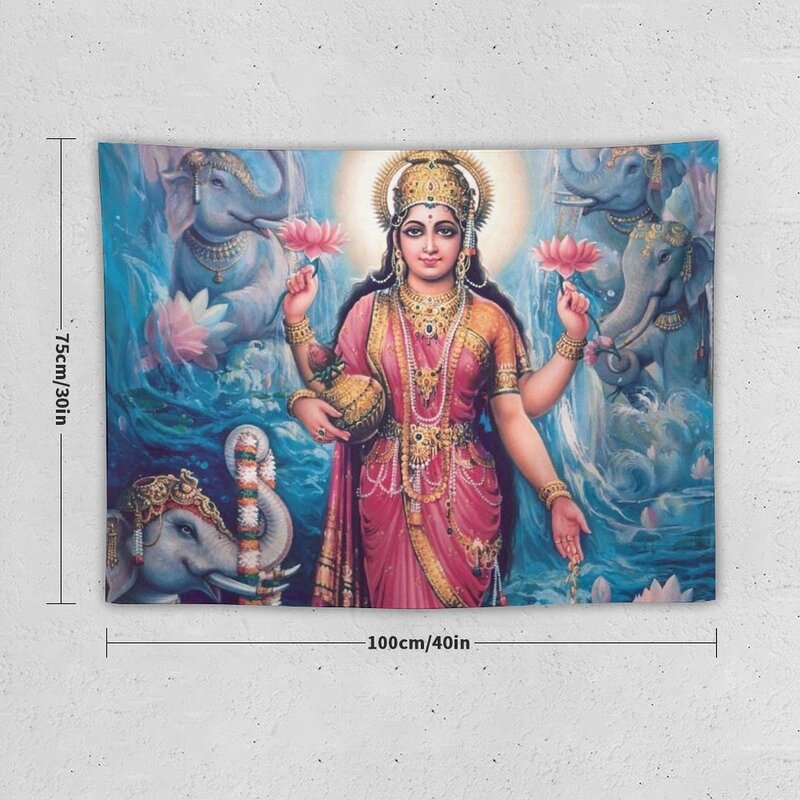 Srimati Lakshmi Devi tapiz para pared, decoración de lujo para sala de estar, tapiz colgante de pared, decoración para habitación