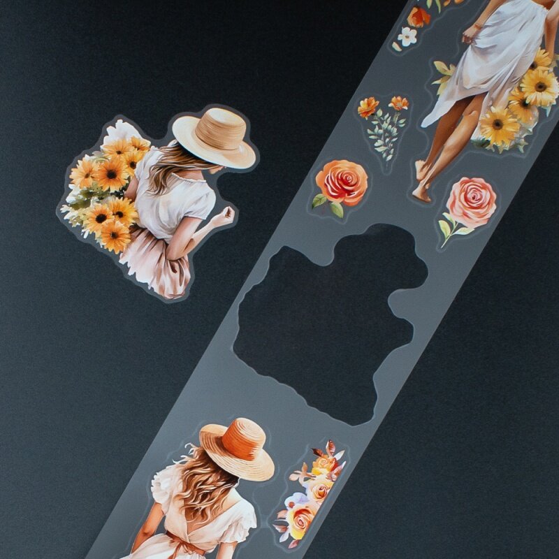Custom, reusable decoration kiss cut waterproof pre-cut pet matte transparent washi tape custom printed