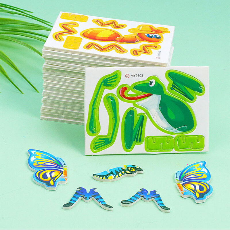 3D 곤충 퍼즐 DIY 공룡 탱크, 수제 퍼즐, 어린이 장난감, 유치원 선물, 10 개/팩
