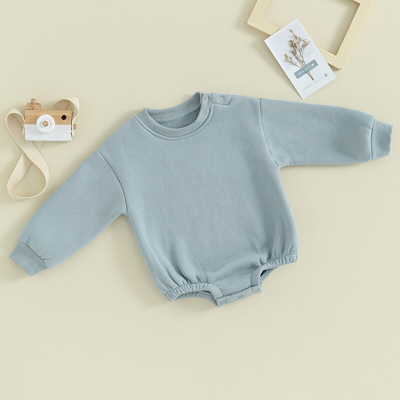 Mameluco de burbuja Unisex para Bebé y Niño, sudadera de cuello redondo de gran tamaño, jersey de manga larga sólido, Top de otoño
