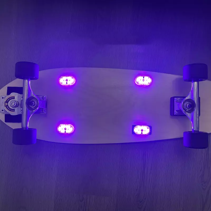 Luzes de skate fluorescentes LED, Longboard Underglow Lamp Decors, Flash Night, Incandescente, USB Recarregável, Scooter Board Decors, 2 pcs, 4pcs