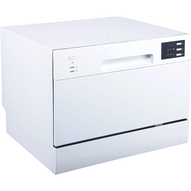 Compact Countertop Dishwasher/Delay Start-Energy Star Portable Dishwasher with Stainless Steel Interior and 6 Place Settings