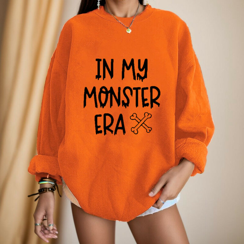 Harajuku Pullovers Sweatshirts In My Monster Era Print Long Sleeve Autumn Comfortable Pullover Vintage Women Female Streetwear