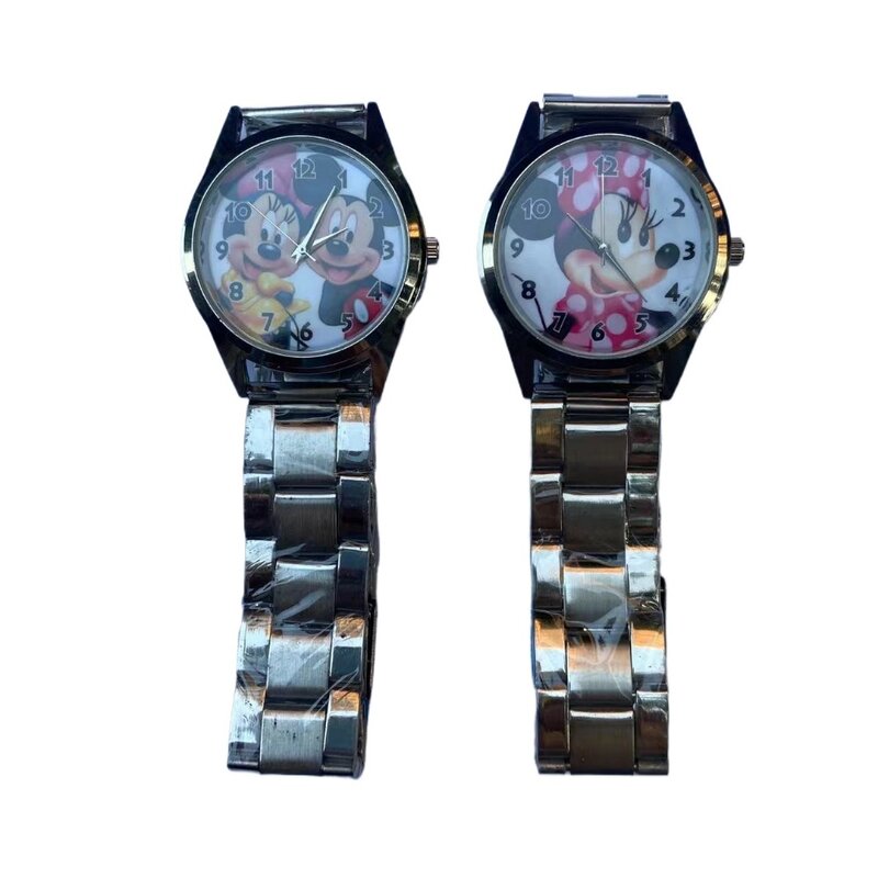 Disney Mickey Minnie dzieci zegarki ze stali nierdzewnej bajkowy zegarek dla chłopców dziewczynek wysokiej jakości zegarek kwarcowy Dropshipping