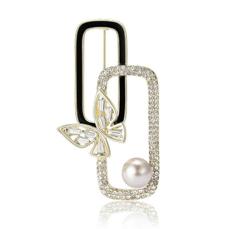 남녀공용 모조 다이아몬드 나비 브로치, 진주 곤충 핀, 사무실 파티, 친구 선물 액세서리, 2 색