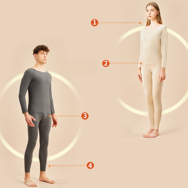 2022 Winter Couple Keep Warm AB Side Thermal Suit Long Johns Seamless Warm Thermal Underwear For Men Women