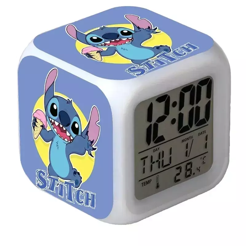 นาฬิกาเตือนสำหรับเด็กมินิโซะดิสนีย์สติทช์แอลอีดีมีไฟ LED ตัวเลขเปลี่ยนแปลงและแสดงภาพตัวการ์ตูนของขวัญวันเกิดที่ดีที่สุดสำหรับเด็ก