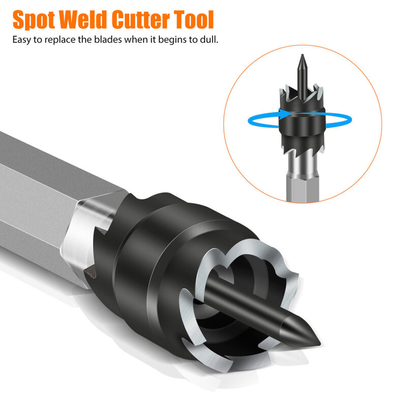 14 Pieces Spot Weld Drill Bits With 1/4in Shank Double Sided Spot Welding Equipment For Stainless Steel Iron Aluminum Plate