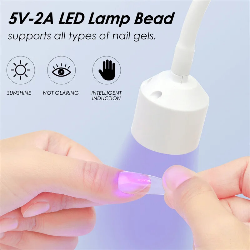 Mini lámpara de curado de uñas LED UV, luz flexible USB para extensiones de pestañas de secado rápido, pegamento, esmalte de uñas, herramienta de manicura de Gel