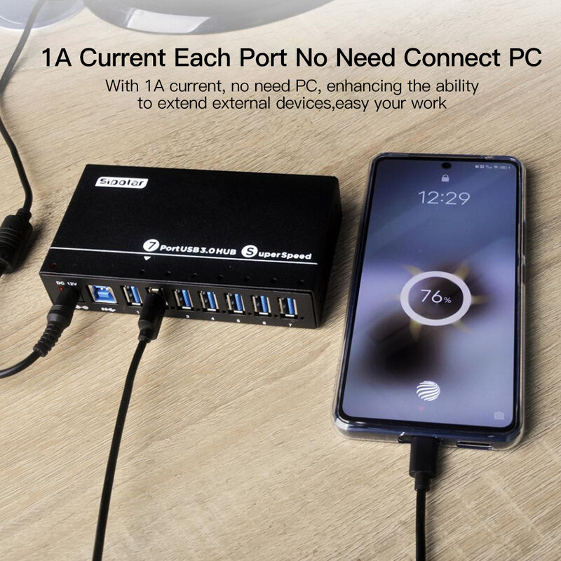 Sipolar A-103 10 porte USB 3.0 Hub trasferimento dati ad alta velocità caricatore rapido Splitter adattatore di alimentazione esterno 12 v5a per Tablet telefono