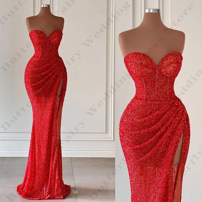 Sexy Mermaid Backless Evening Dresses Fashion Off Shoulder Sleeveless High Split For Women Elegant Fascinating New Prom Gowns