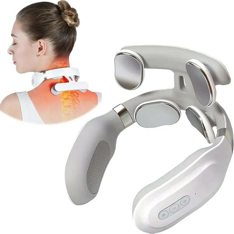 Nacken massage gerät 4 Kopf-und Nackenschutz heiz geräte atmen Licht vibration heiße Kompresse Halswirbel säule Maschine
