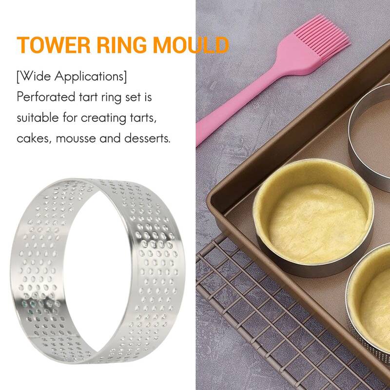 10er Pack 5cm Edelstahl-Torten ring, hitze beständiger perforierter Kuchen-Mousse-Ring, Rundring-Back-Donut-Werkzeuge