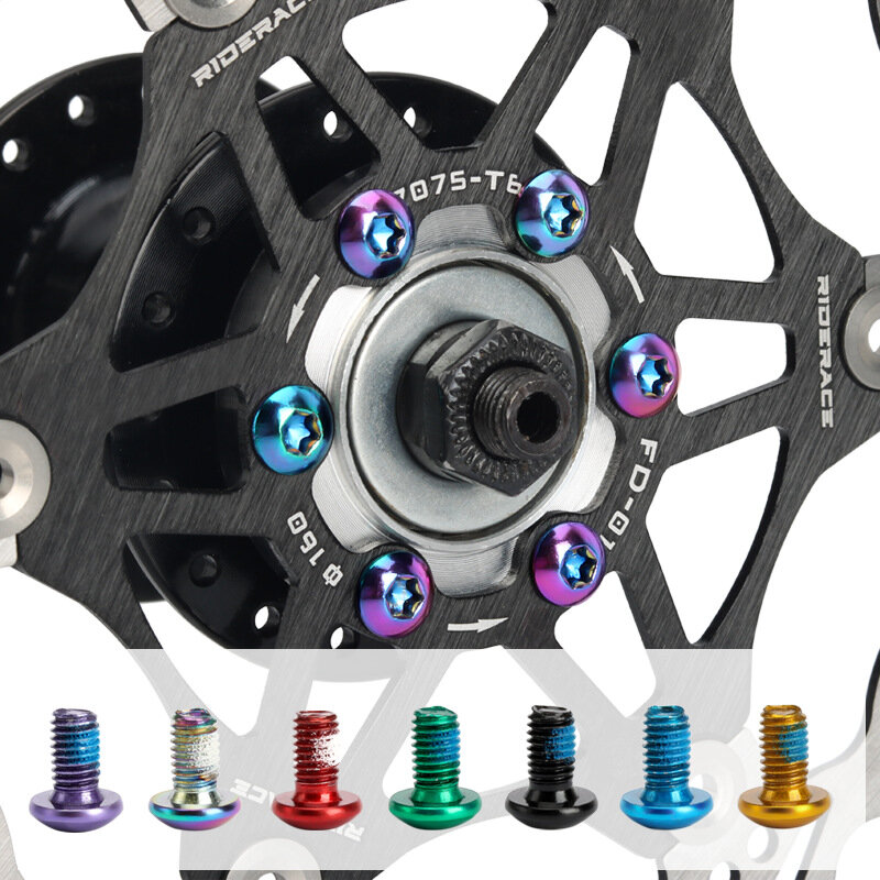 Rotor de freno de disco de bicicleta, tornillos de fijación de acero inoxidable T25 M5x9mm, accesorio colorido para ciclismo de montaña, 12 piezas