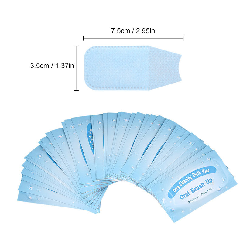 50Pcs Disposable Teeth Deep Cleaning Wipes Brush Up Woven Cloth Mint Flavor Oral Hygiene Care Tools Residue Stains Remove Wipe