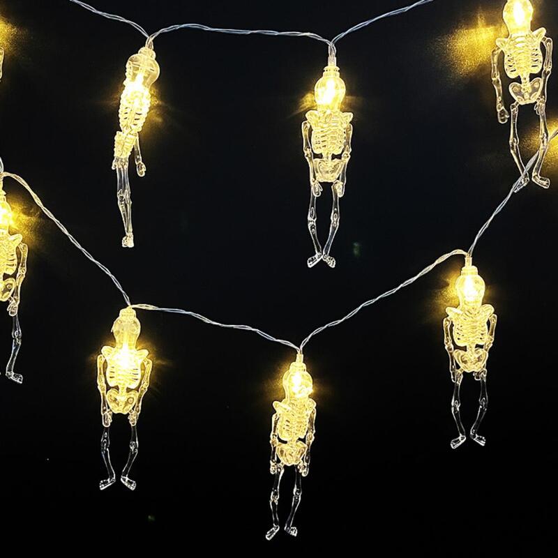 Spooky Skeleton String Lamp Festive Halloween Skeleton String Lights Waterproof Battery Operated Rechargeable for Indoor/outdoor