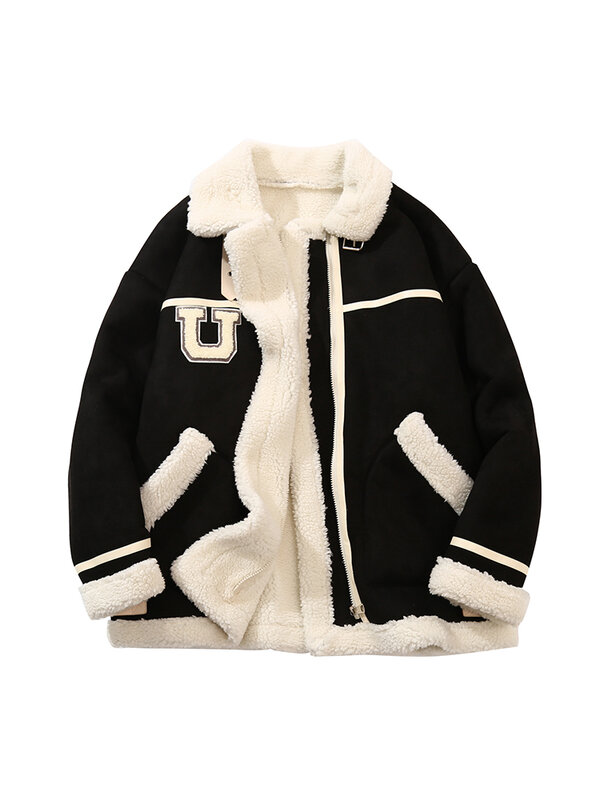 Jesienno-zimowa Retro klapa z długimi rękawami zamszowa płaszcze bawełniane męska modna markowa luźna, ciepła, uniwersalna kurtka parkowa