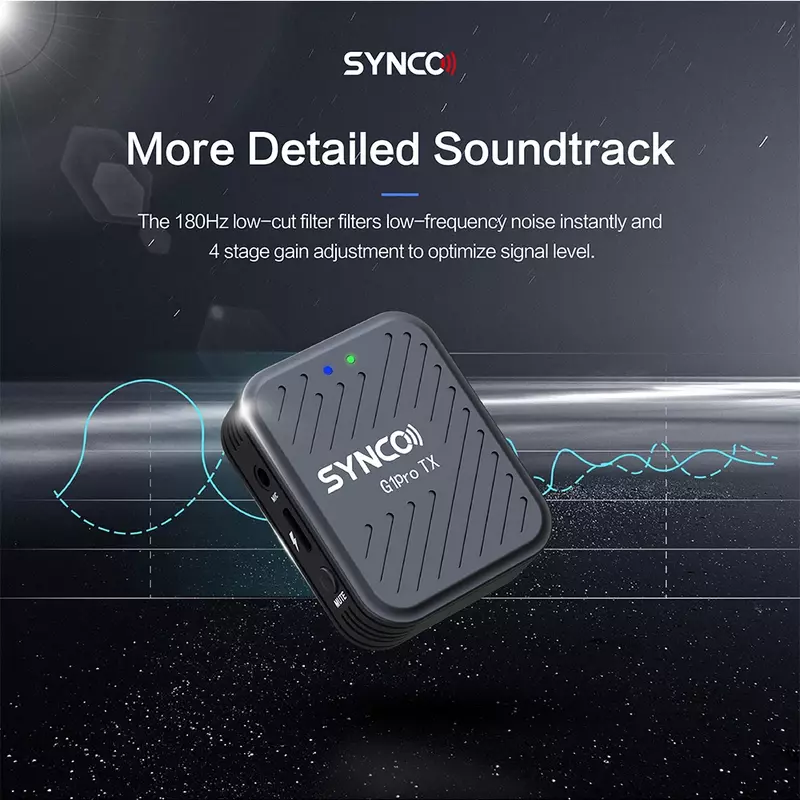 SYNCO G1A2Pro Wireless Lavalier Microphone 150m Transmission Lapel Microphone Noiseless Micwith Charging Box for Camera Phone